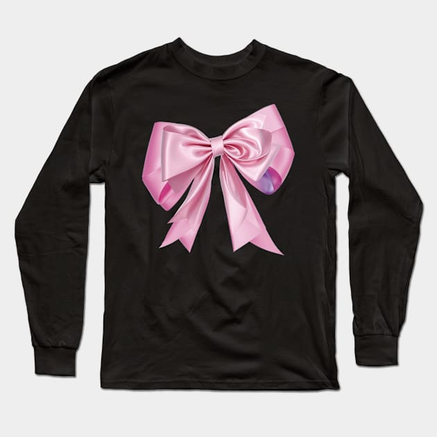 Pink Bow Ribbon Long Sleeve T-Shirt by EunsooLee